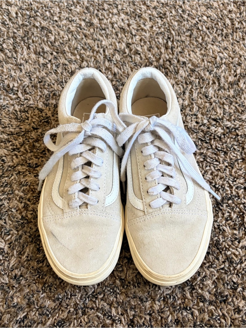 Vans Low-Top Suede Sneakers in Light Beige and White